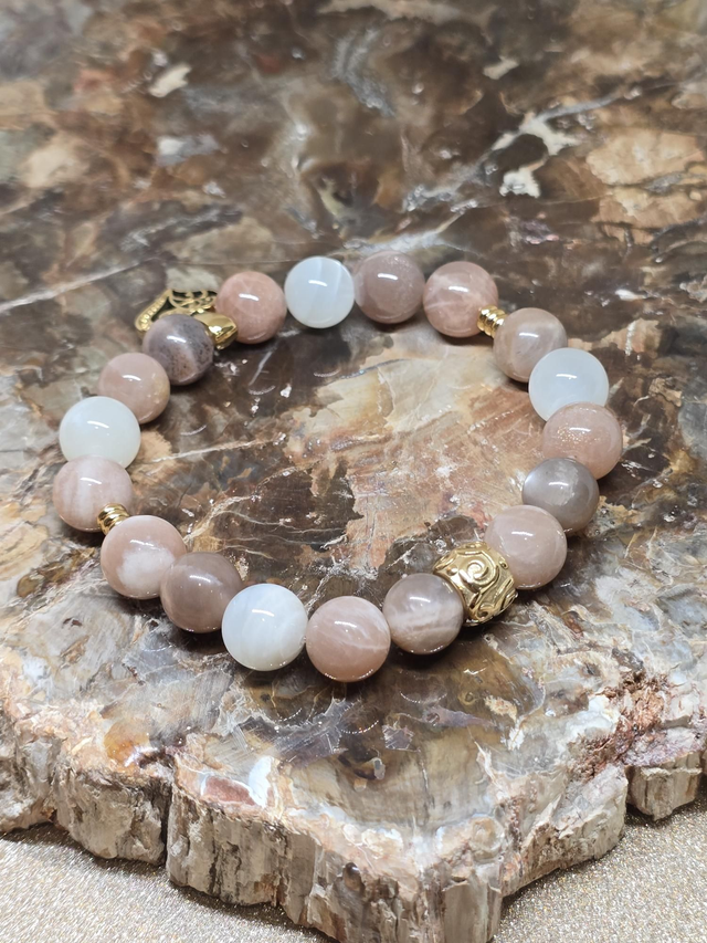 Bracelet Pierre de lune multicolore en 1 cm