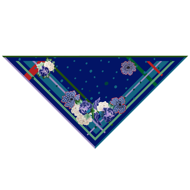 Foulard Châle Mésange - Laine, Soie et Cachemire - Bleu Encre