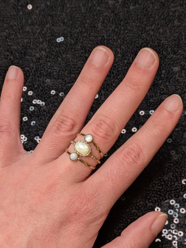 Bague nacre facettes triple 