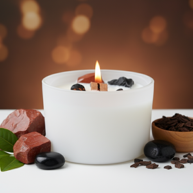 Bougie en Cristal Chakra Racine - Pouvoir de Guérison