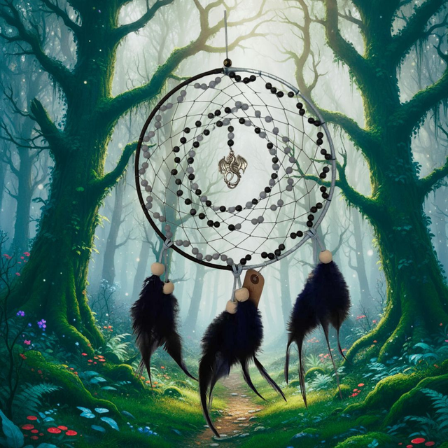 Attrapr-Rêves en Angélite et Obsidienne