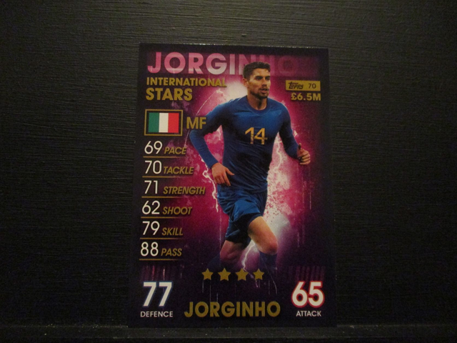 Jorginho - International Stars Match Attax 101 Original Trading Card
