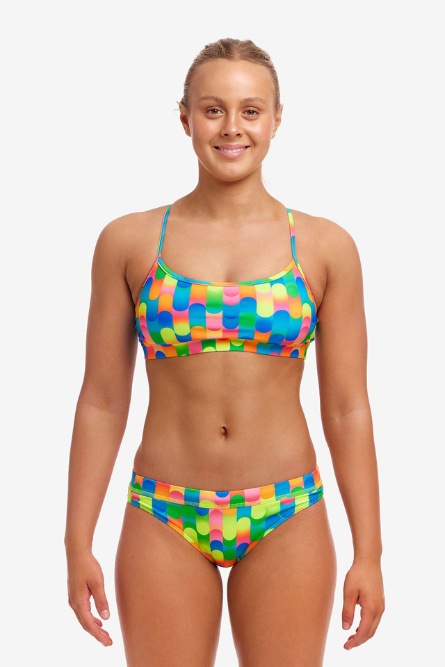 LADIES FUNKITA BLOCKED DOTTY SWIM CROP TOP