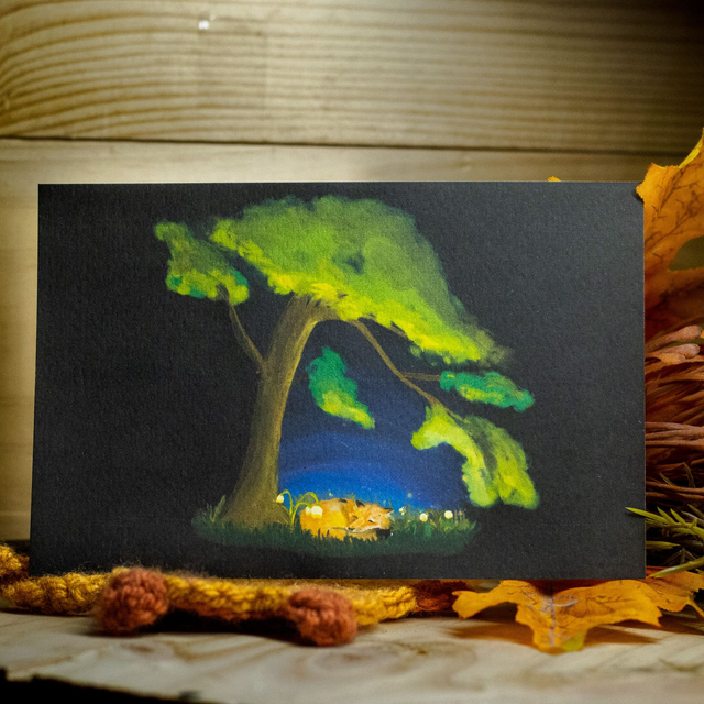 Douce nuit - carte postale - Renard