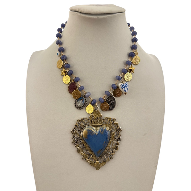 Collana cuore ex-voto ottanio 25NM-16