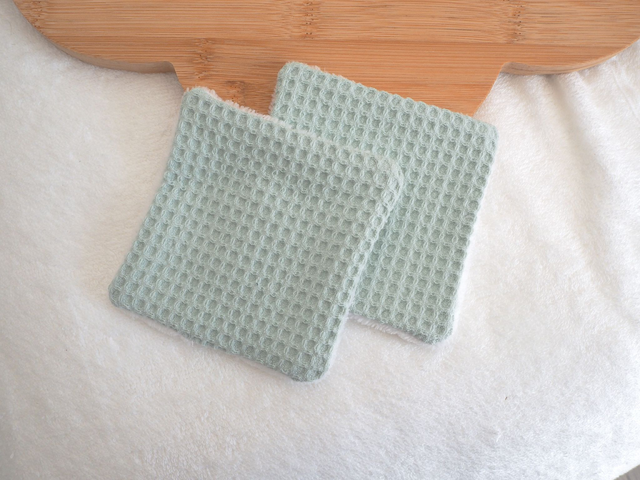 Lingettes lavables nid d'abeille vert