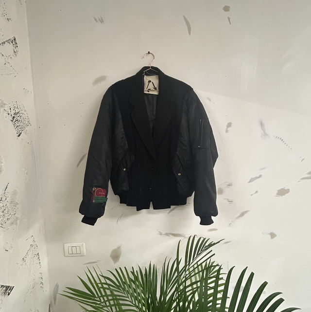 Reworked bomber con cappotto di cashmere 100%