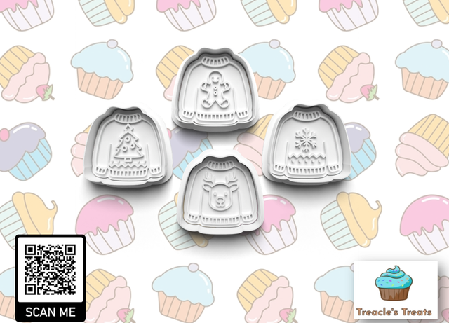 Christmas Jumpers Fondant/cookie stamps with cutters