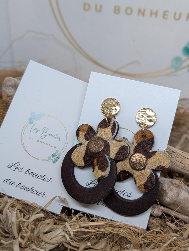 Boucles d&#039;oreilles Baby Marguerite léopard bm1200