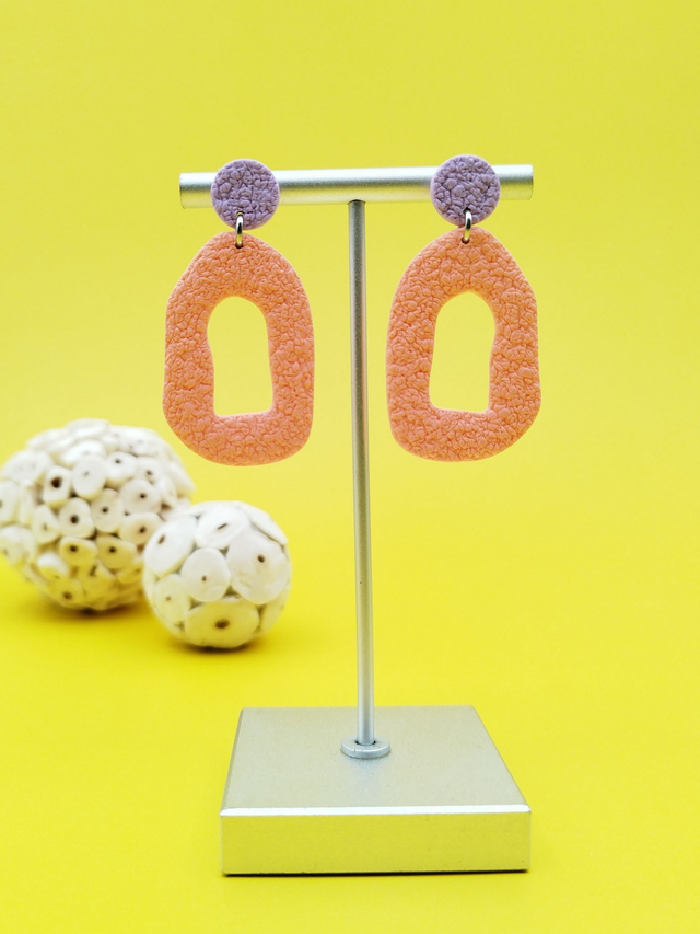 Boucles d'oreilles "Odéa" Orange et Violet pastels