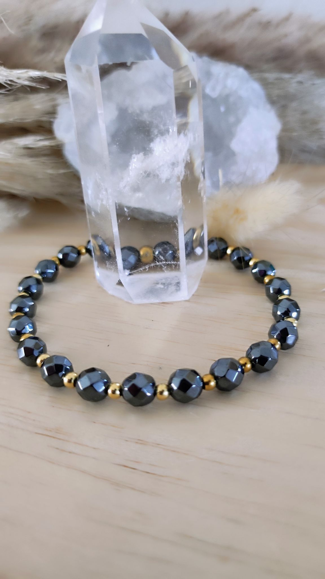 Bracelet "Confiance en soi" Hématite facettée