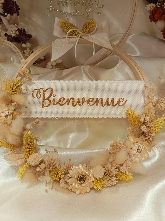 Couronne Bienvenue jaune 20cm