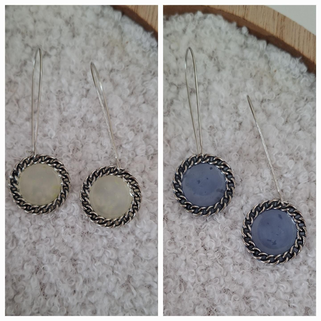 Boucles oreilles chaines thermochromique bleues