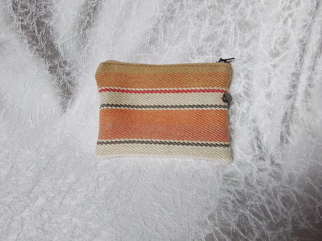 Brown / Orange Striped Zipped Purse