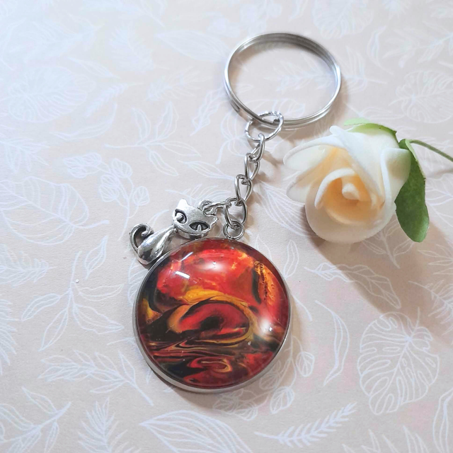 FELIX - Porte-clés métal argenté - Breloque chat