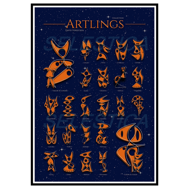 Poster Artlings 70x100 cm - Collection de 26 créatures originales