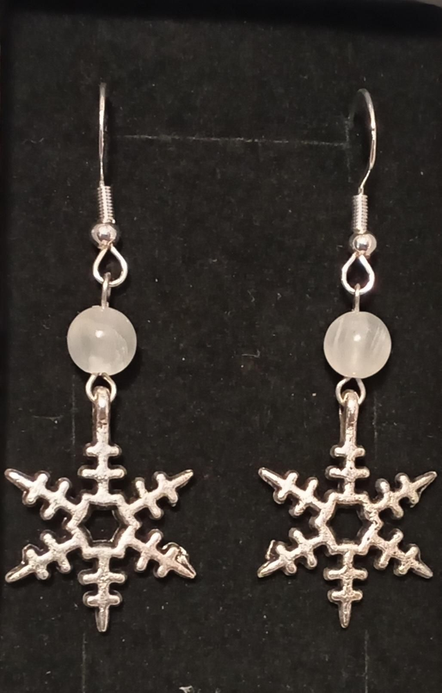 Selenite Snowflake Earrings