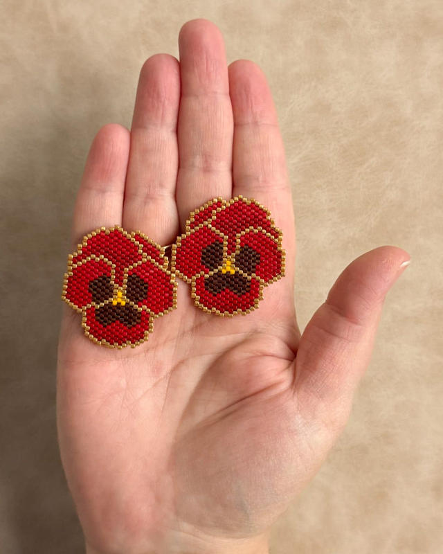 Pensées - Boucles d'oreilles tissées main