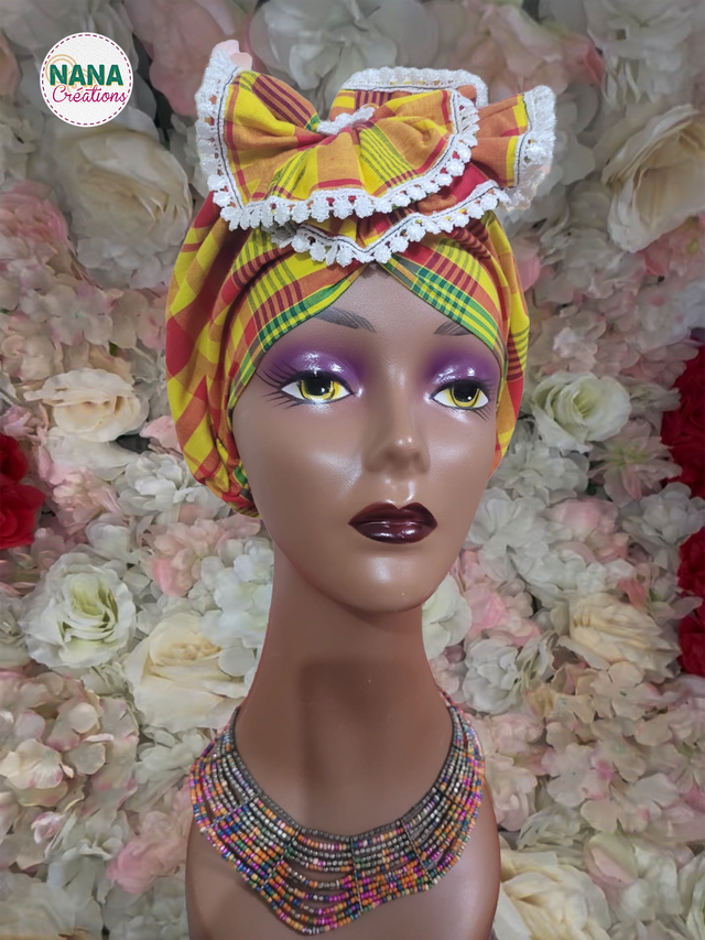 Turban Bonnet Madras 100% Coton avec intérieur Satin - Fait main | Protection cheveux | Anti-frisottis