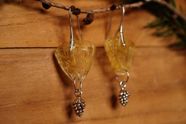 Boucles d'oreilles - Pomme de pin - Immortelle