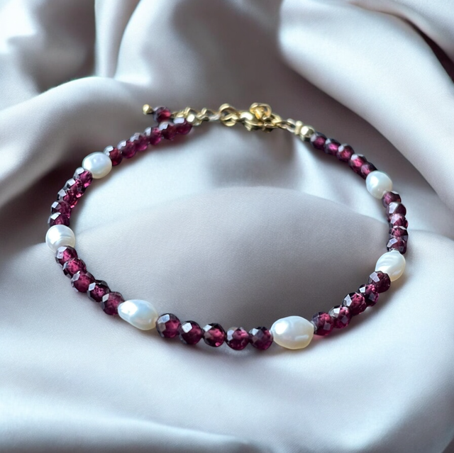 Bracelet en Améthyste et perles d’Eau Douce