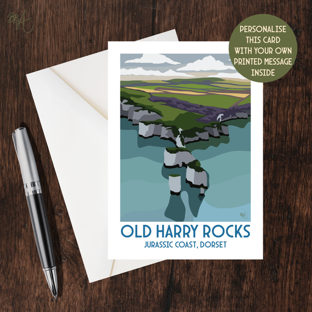 Old Harry Rocks, Travel Poster Card