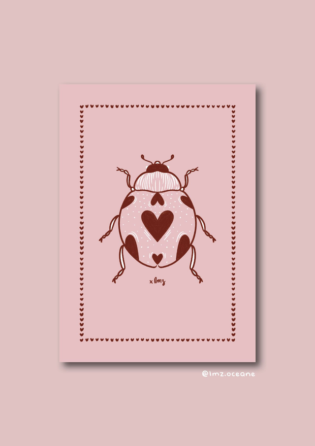 Affiche A3 Coccinelle rose 🌞