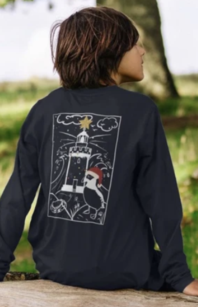 Kids Christmas Longsleeve Organic Cotton T-Shirt - MIDNIGHT BLUE