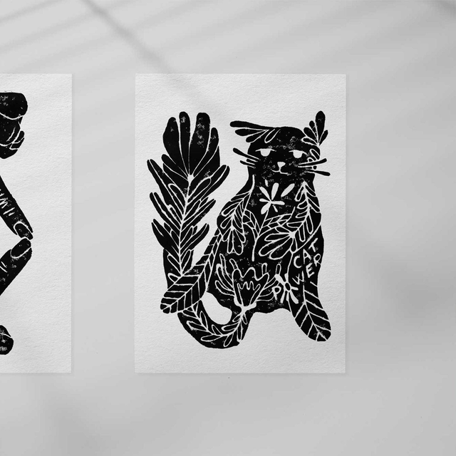 Linogravure "Cat Power" - lesbianisme