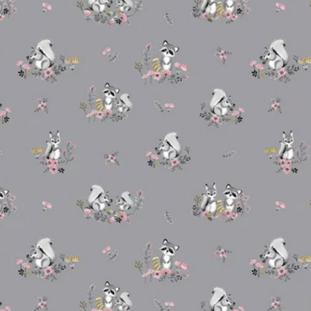 Baumwollstoff je 0,5m Waschbären und Eichhörnchen