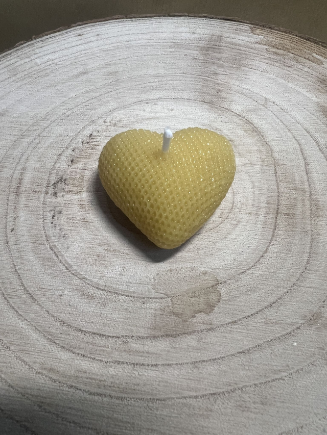 Small Heart Shaped Candle - 100% Beeswax