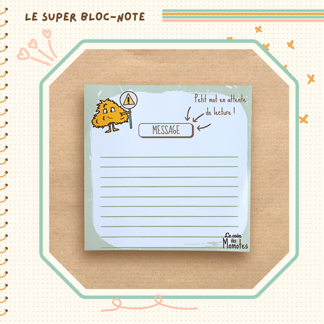 Bloc-notes illustré alerte message