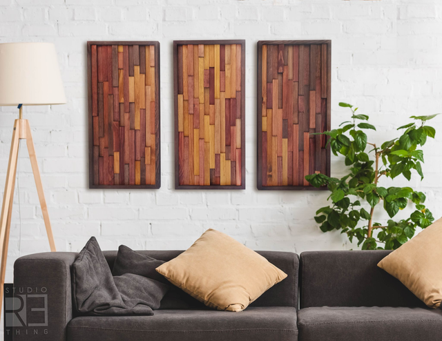 Z archiwum - Tryptyk Drewnianych Obrazów 3D - Zestaw Trzech Dekoracji Ściennych