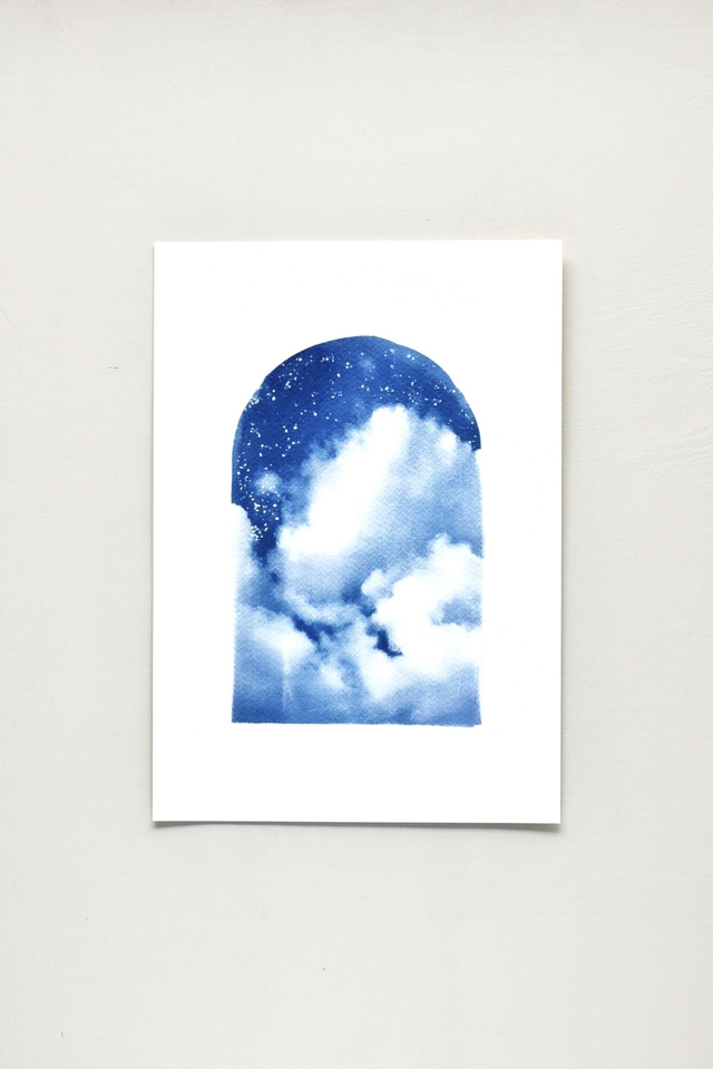 Affiche cyanotype photo du ciel - Ciel onirique