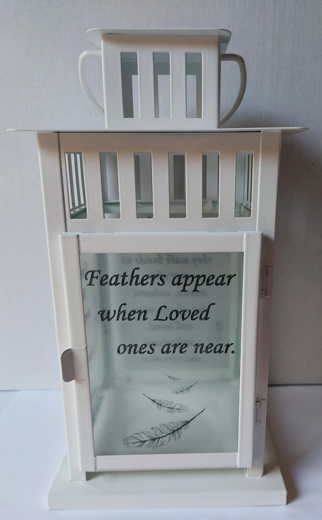 Feather Themed Memorial Lantern