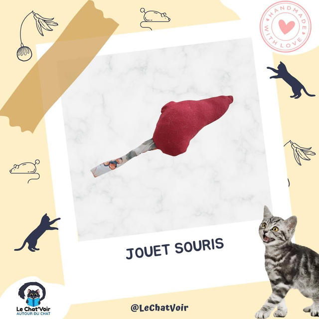 Jouet souris rouge fleurs
