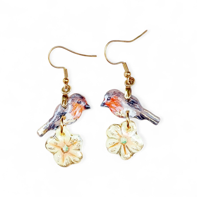 Rouge-gorge et primevère