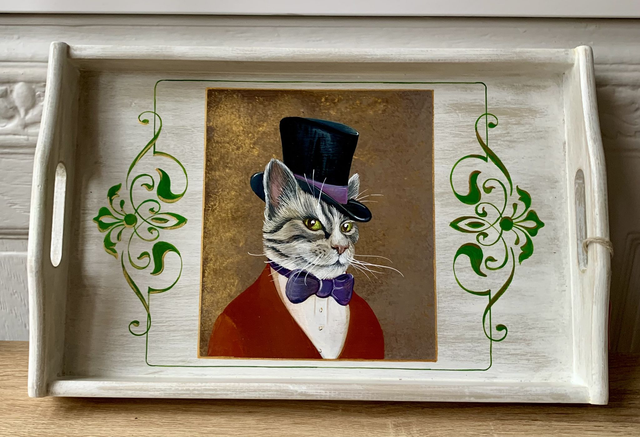 Plateau "chat veste rouge"