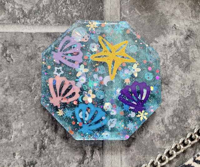 Coaster - Ocean Glitter - Sea Shells &amp; Starfish
