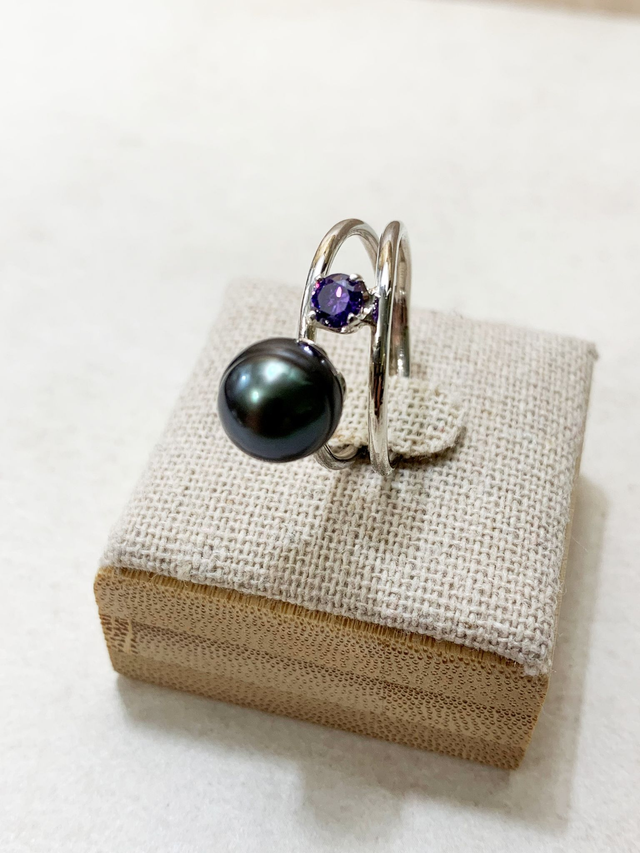 Maeva - Bague en argent 925 et véritable Perle de culture de Tahiti