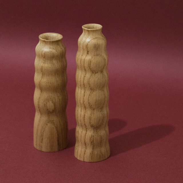 000_Lot de 2 Soliflores en bois de chêne