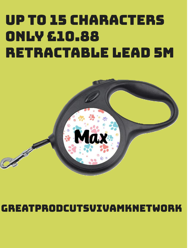 Dog Lead 5M Retractable Personalised