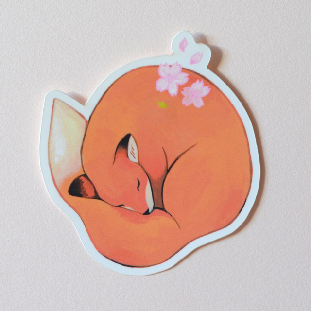 Sticker Le renard aux sakura