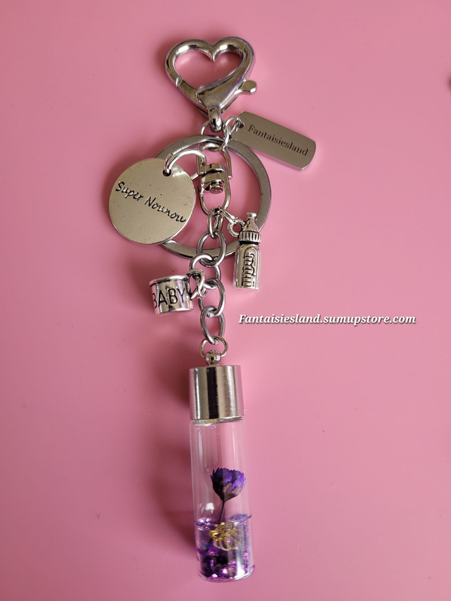 AccClés argenté Super nounou - fleur