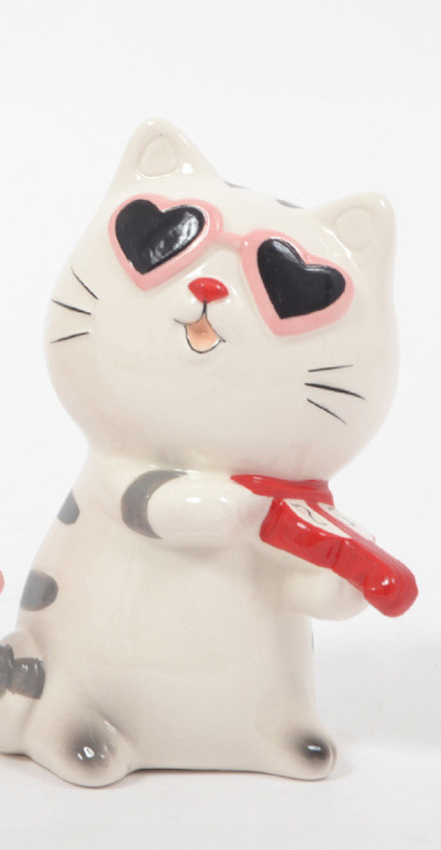 BATILOU tirelire chat lunettes 15cm ass