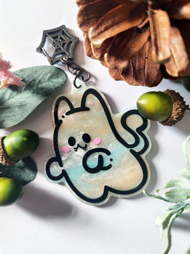 Ghost Kitty Keychain