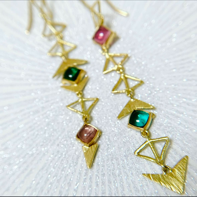 18ct Gold Mixed Tourmaline Earrings