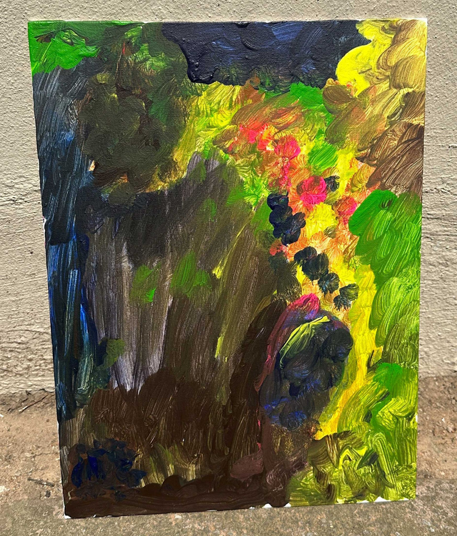 Painting by Sven Nemeth: Tree, River, Fire, landscape, Asteroid (Unique/Original)