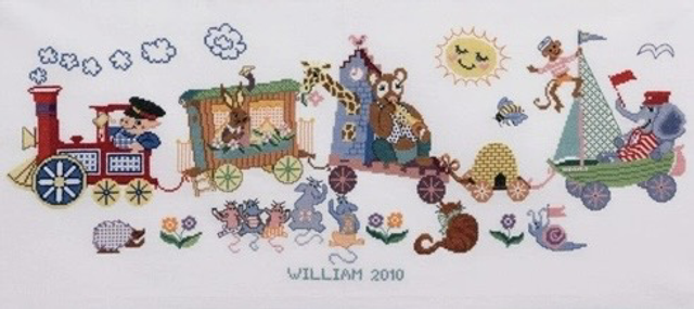 Animal Train Counted Cross Stitch Kit by Permin