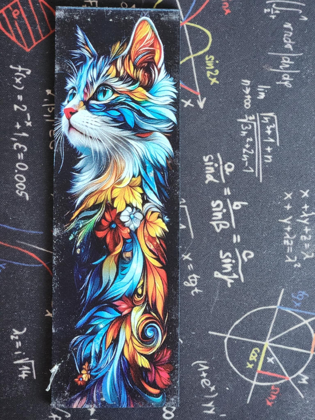 Marque-page 4 en plexi glass épais &quot; chat bleu pastelle &quot; 